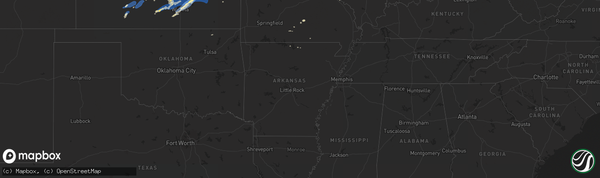 Hail map in Arkansas on September 20, 2024