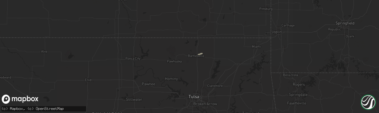 Hail map in Bartlesville, OK on September 20, 2024