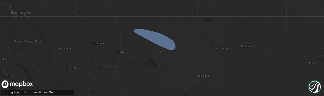 Hail map in Chester, MT on September 20, 2024