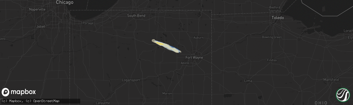 Hail map in Columbia City, IN on September 20, 2024