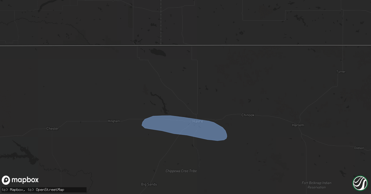 Hail map in Havre, MT on September 20, 2024