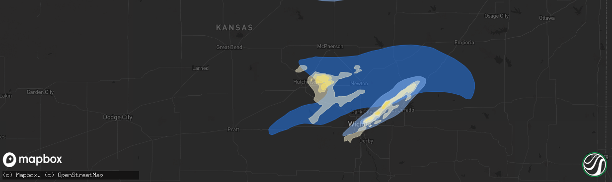 Hail map in Hutchinson, KS on September 20, 2024