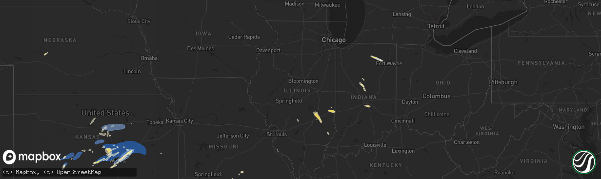 Hail map in Illinois on September 20, 2024