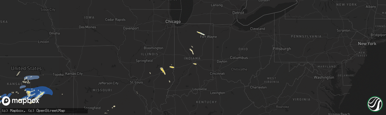 Hail map in Indiana on September 20, 2024