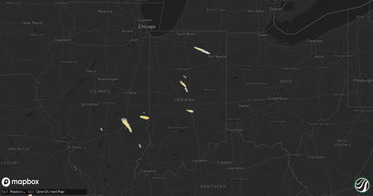 Hail map in Indiana on September 20, 2024