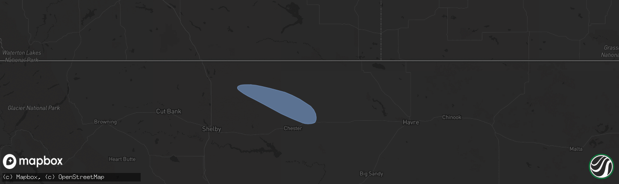 Hail map in Joplin, MT on September 20, 2024