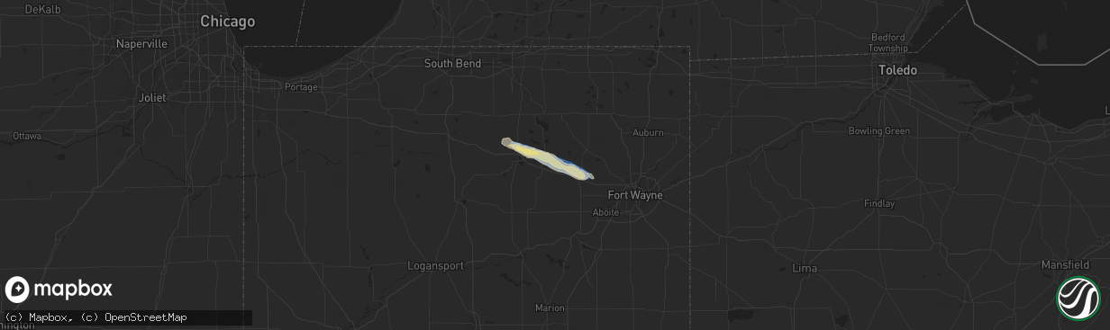 Hail map in Larwill, IN on September 20, 2024