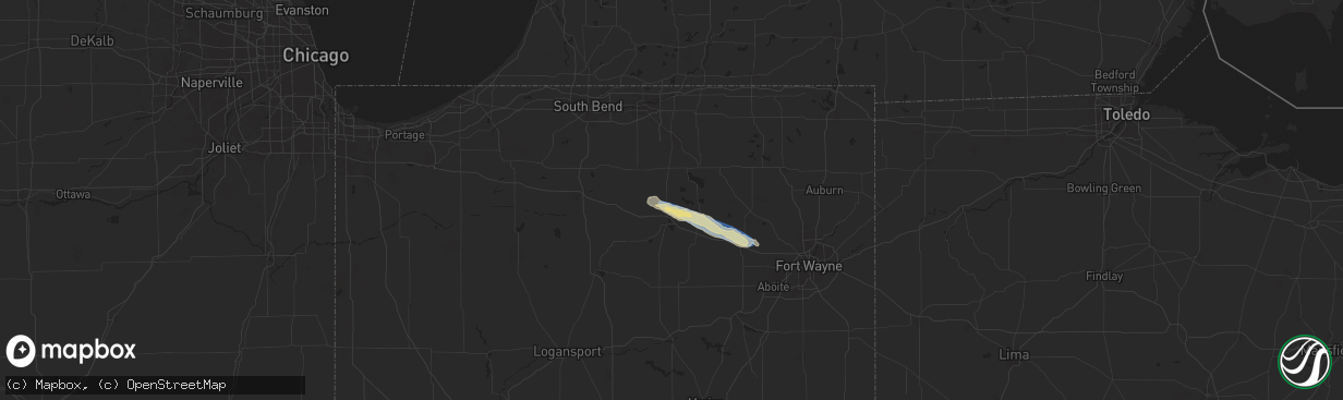 Hail map in Leesburg, IN on September 20, 2024