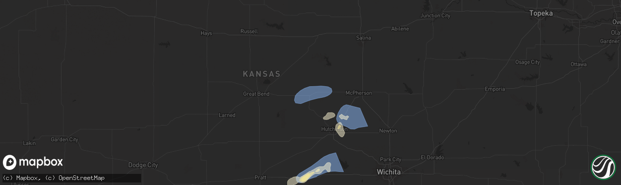 Hail map in Lyons, KS on September 20, 2024