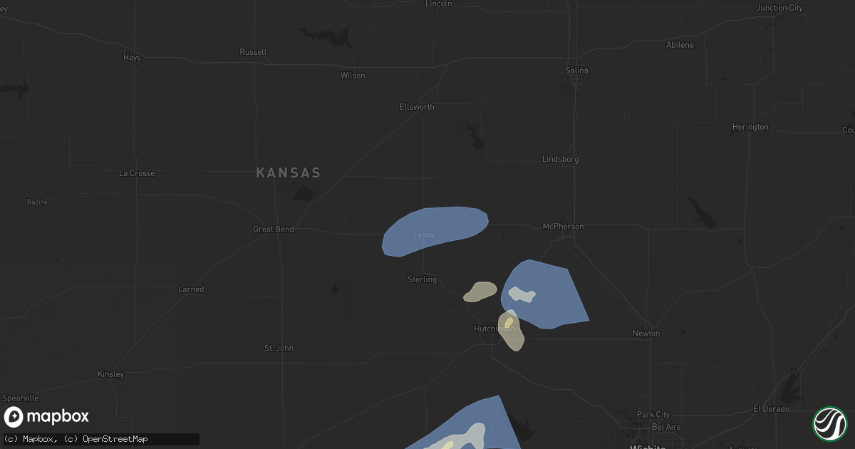 Hail map in Lyons, KS on September 20, 2024