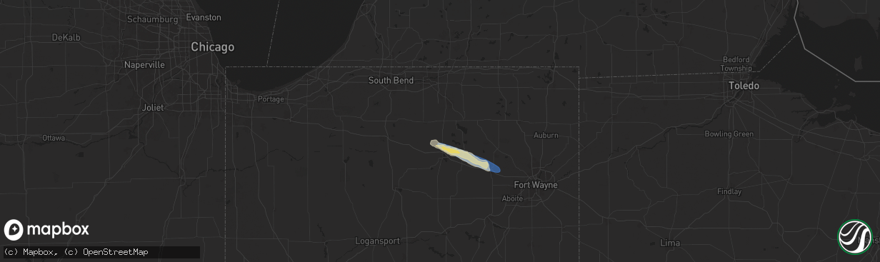 Hail map in Milford, IN on September 20, 2024