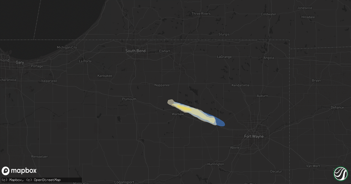Hail map in Milford, IN on September 20, 2024