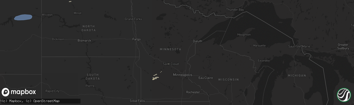 Hail map in Minnesota on September 20, 2024