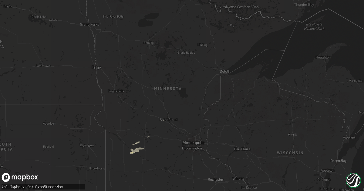 Hail map in Minnesota on September 20, 2024
