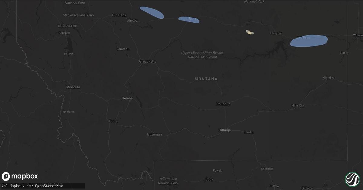 Hail map in Montana on September 20, 2024