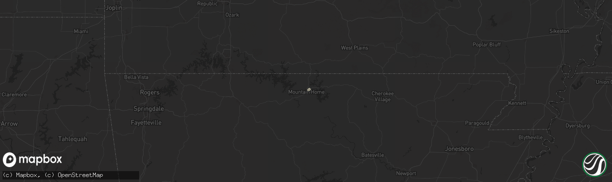 Hail map in Mountain Home, AR on September 20, 2024