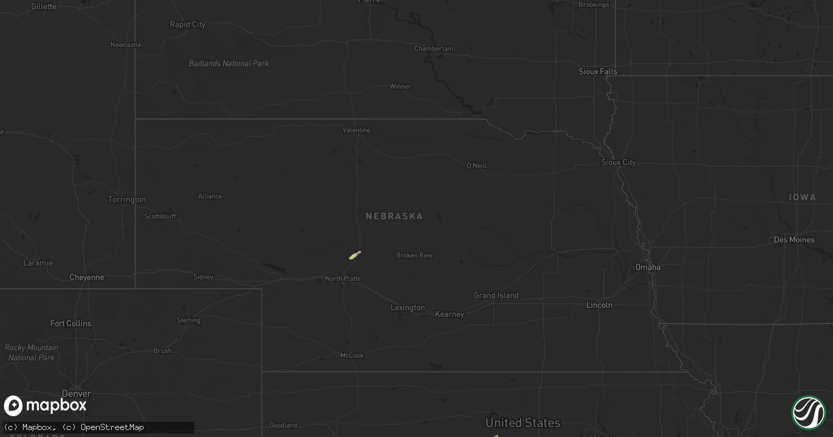 Hail map in Nebraska on September 20, 2024