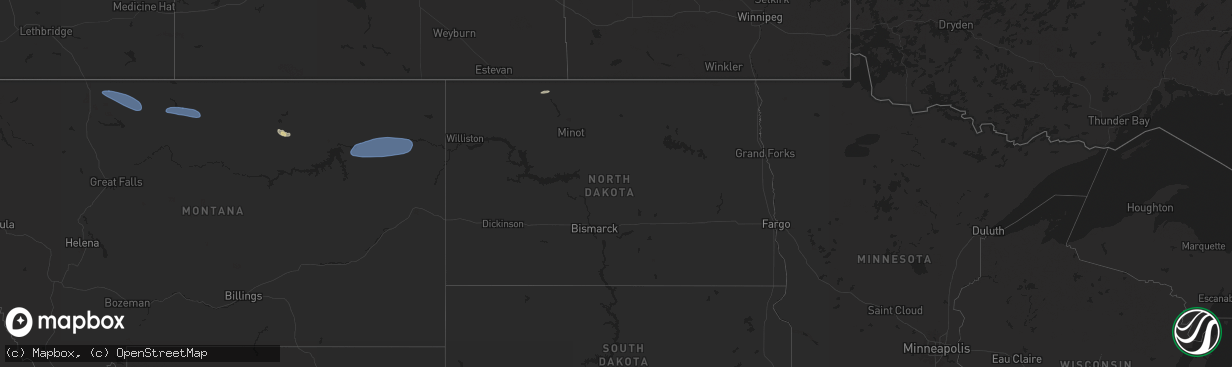 Hail map in North Dakota on September 20, 2024