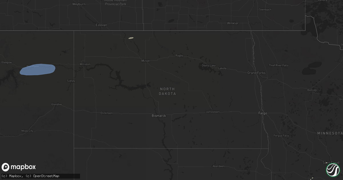 Hail map in North Dakota on September 20, 2024