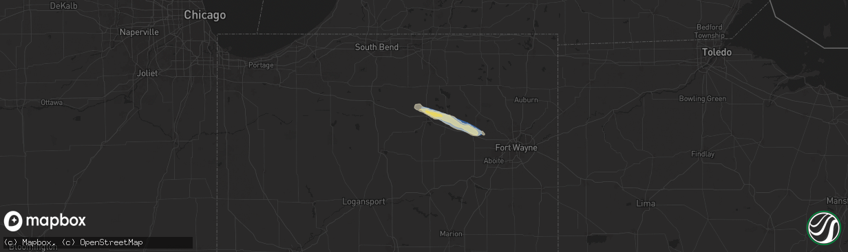 Hail map in Warsaw, IN on September 20, 2024