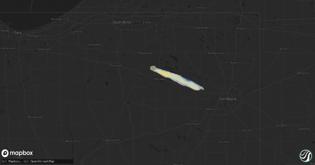 Hail map in Warsaw, IN on September 20, 2024