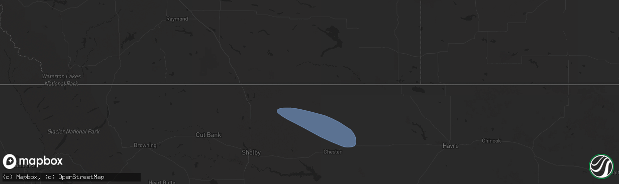 Hail map in Whitlash, MT on September 20, 2024