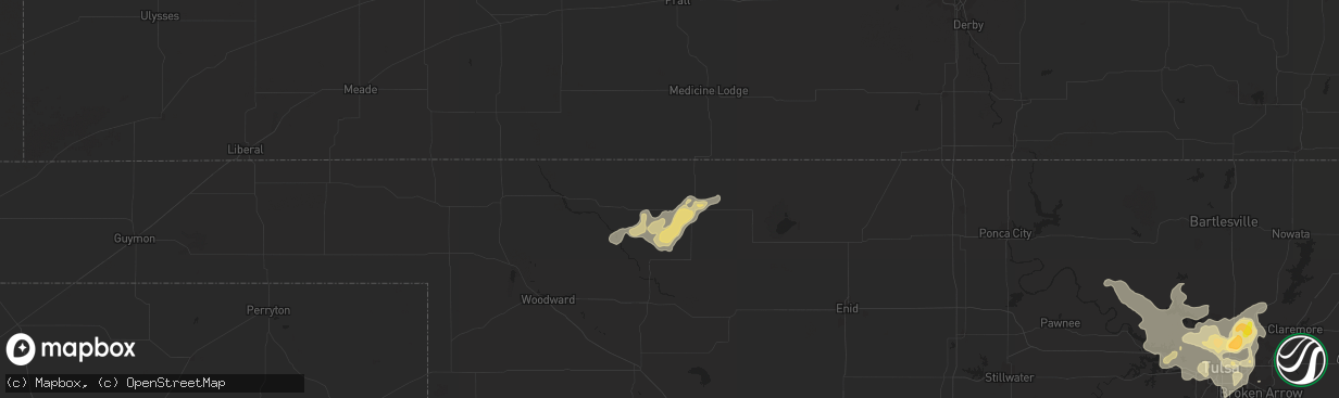 Hail map in Alva, OK on September 20, 2025