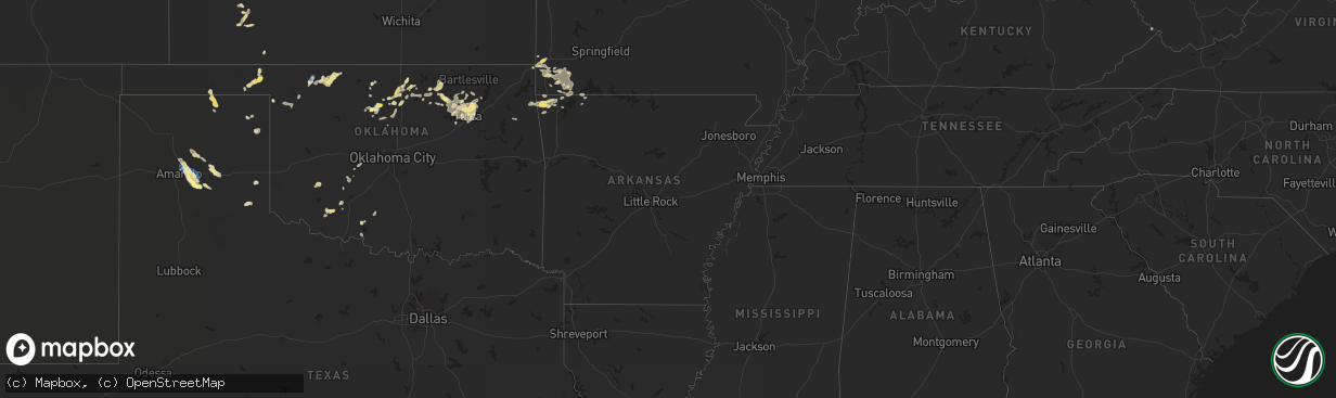 Hail map in Arkansas on September 20, 2025