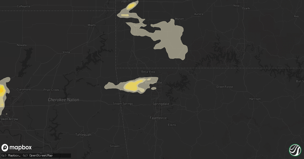 Hail map in Bentonville, AR on September 20, 2025