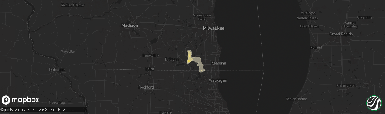 Hail map in Burlington, WI on September 20, 2025