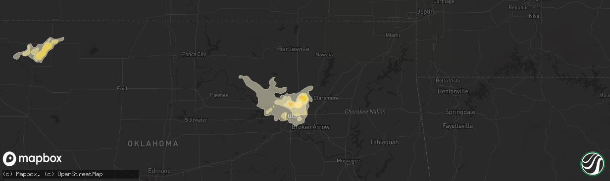 Hail map in Collinsville, OK on September 20, 2025
