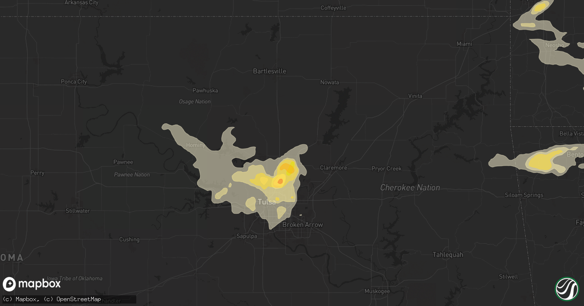 Hail map in Collinsville, OK on September 20, 2025
