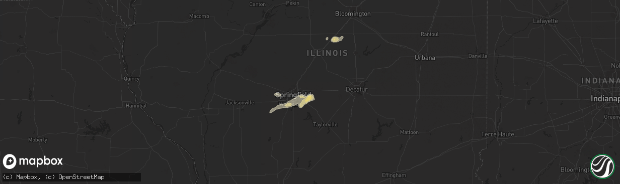 Hail map in Dawson, IL on September 20, 2025