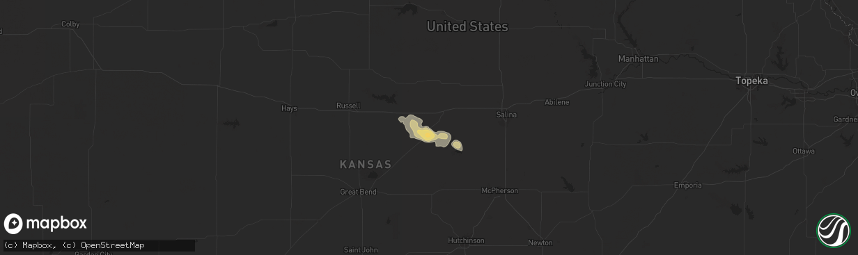 Hail map in Ellsworth, KS on September 20, 2025