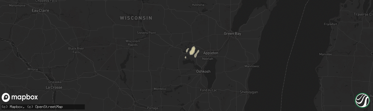 Hail map in Fremont, WI on September 20, 2025