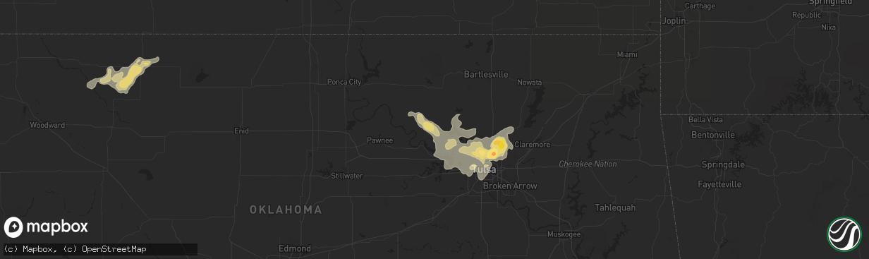 Hail map in Hominy, OK on September 20, 2025