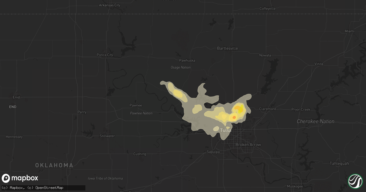 Hail map in Hominy, OK on September 20, 2025