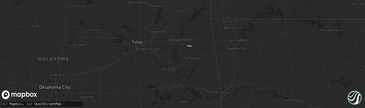 Hail map in Hulbert, OK on September 20, 2025