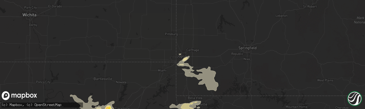 Hail map in Joplin, MO on September 20, 2025