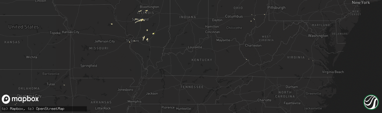 Hail map in Kentucky on September 20, 2025