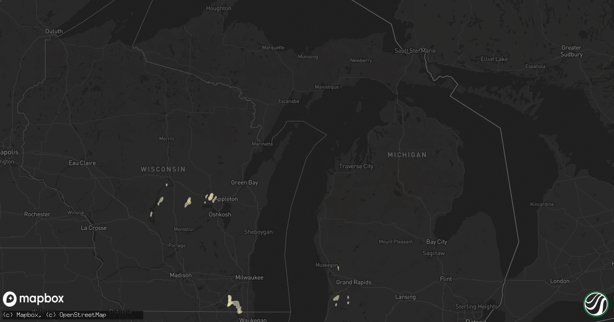 Hail map in Michigan on September 20, 2025