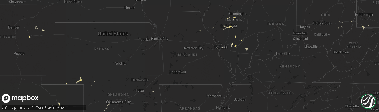 Hail map in Missouri on September 20, 2025
