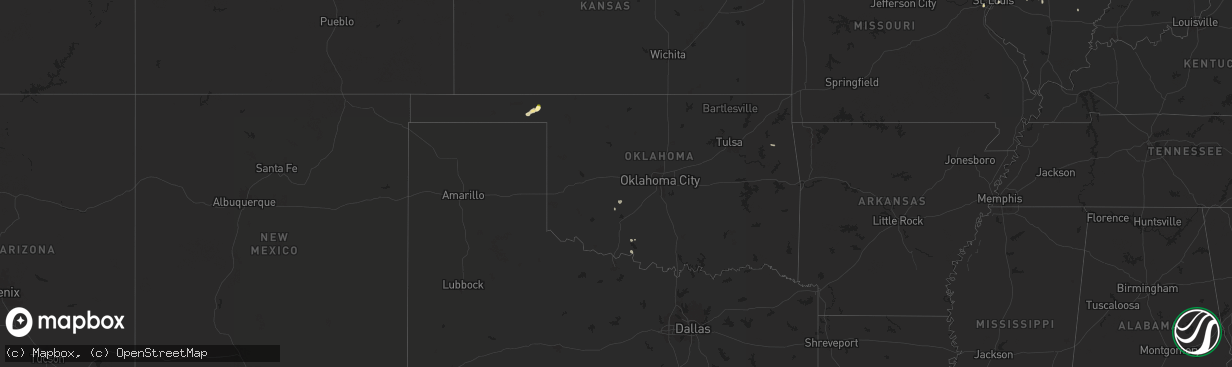 Hail map in Oklahoma on September 20, 2025