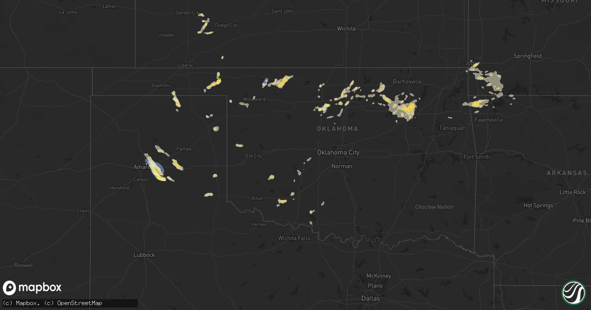 Hail map in Oklahoma on September 20, 2025