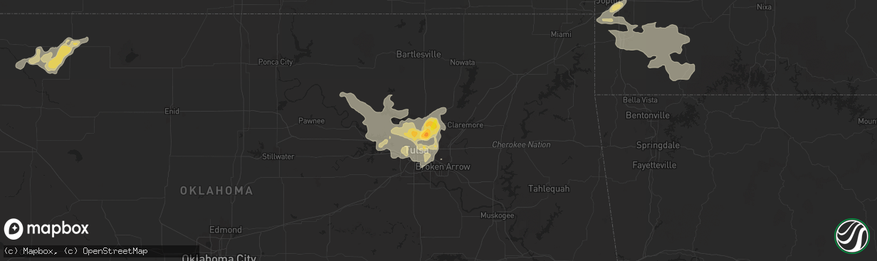 Hail map in Owasso, OK on September 20, 2025