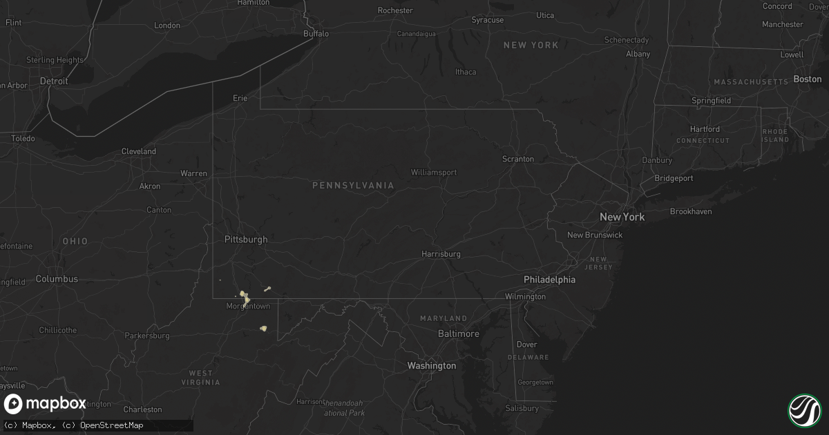 Hail map in Pennsylvania on September 20, 2025