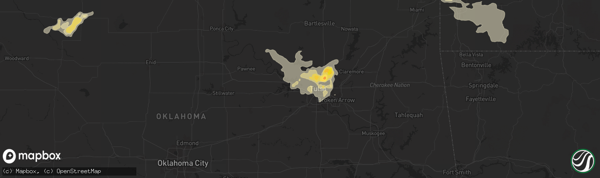 Hail map in Sand Springs, OK on September 20, 2025