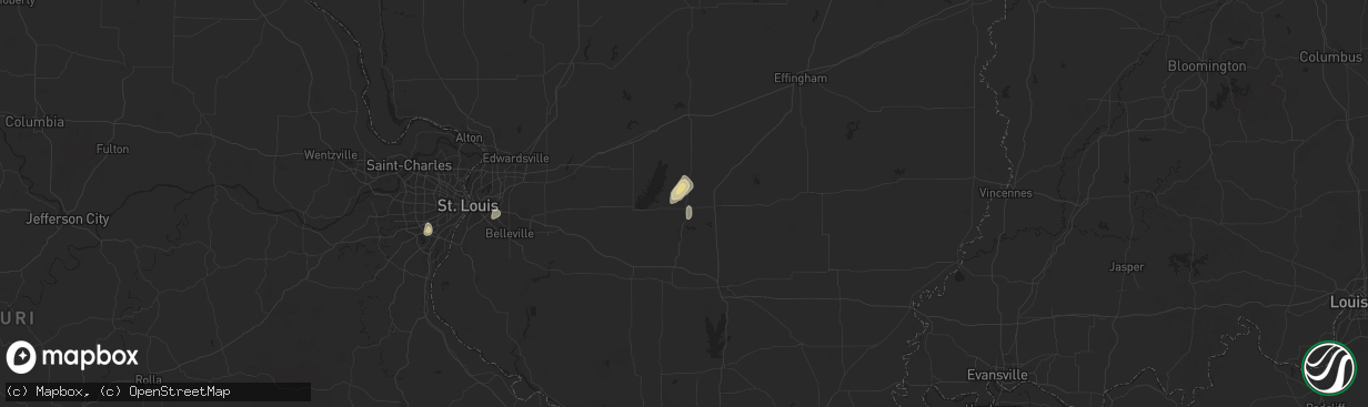 Hail map in Sandoval, IL on September 20, 2025