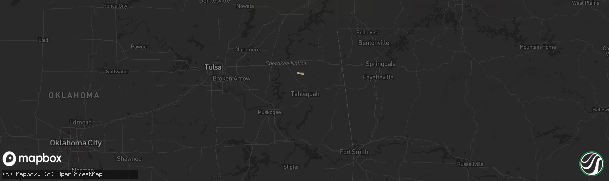 Hail map in Tahlequah, OK on September 20, 2025
