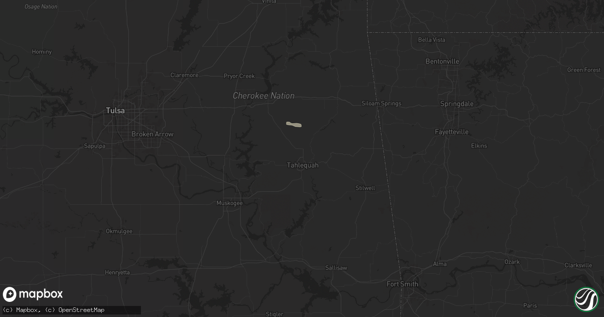 Hail map in Tahlequah, OK on September 20, 2025